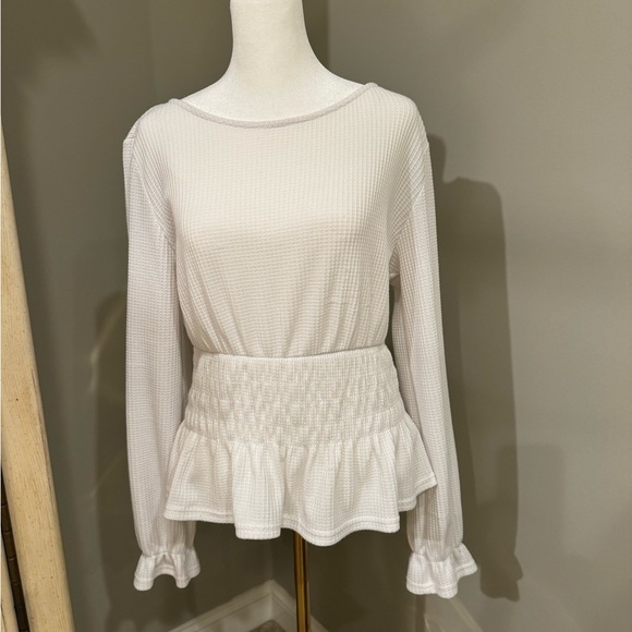 Paper Crane Thermal Waffle White Top - Picture 2 of 10